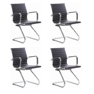 Imagem de Kit 4 Cadeiras para Escritório Interlocutor Fixa Esteirinha material s