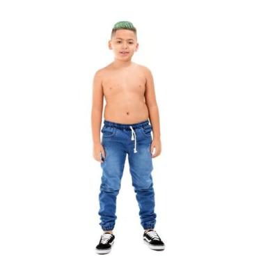 Imagem de Calça Jogger Jeans Roupa Infantil Juvenil Menino Tendência - IMPERIOS,