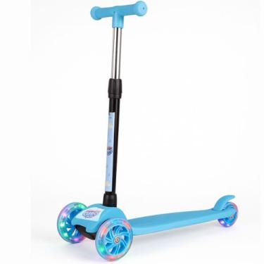 Imagem de Patinete Dobrável Azul Infantil 3 Rodas Com Led - Castela