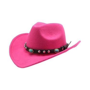 Imagem de Chapéu De Cowboy Feminino Estilo Étnico Com Corda Trançada E Aba Rolad