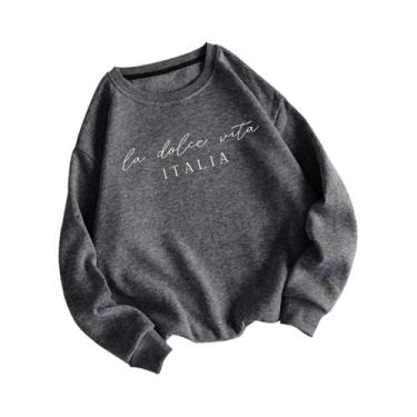 Imagem de Moletom Feminino Multicolorido Y2K Com Estampa La Dolce Vita, Pullover