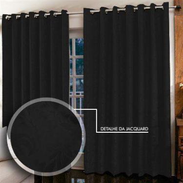 Imagem de Cortina Jacquard para sala/quarto 2,00 x 1,80 m  Admirare, Preta