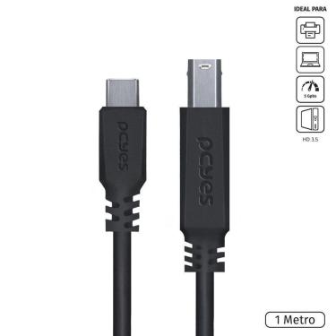Imagem de Cabo Para Impressora Usb Tipo C Para Usb B 3.0 1 Metro Preto - P3ucbp-1