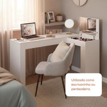 Imagem de Escrivaninha Penteadeira Maquiagem Canto Espelho Moderna Porta Joias C