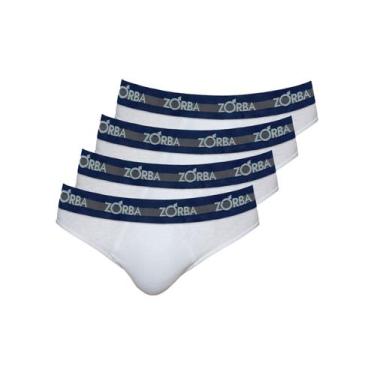 Imagem de Kit com 4 Cuecas Slip Zorba 0764, Branco, M