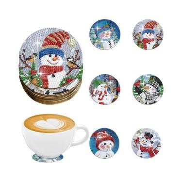 Imagem de Conjunto De 6 Porta-Copos De Madeira Antiderrapantes Com Arte Em Diama