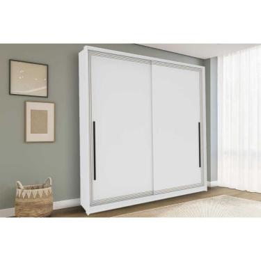 Imagem de Guarda Roupa Casal Valência 2 Portas de Correr 2 Gavetas MDF-MDP Branco Politorno