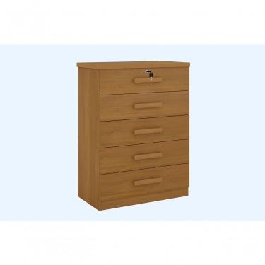 Imagem de Cômoda Ipanema 5 Gavetas em MDF com Puxadores em Madeira Off White com Cinamomo para Quarto