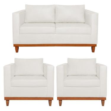Imagem de Kit Sofa 3 Lugares E 2 Poltronas Europa 180 Cm Bouclé - Adj Decor Branco