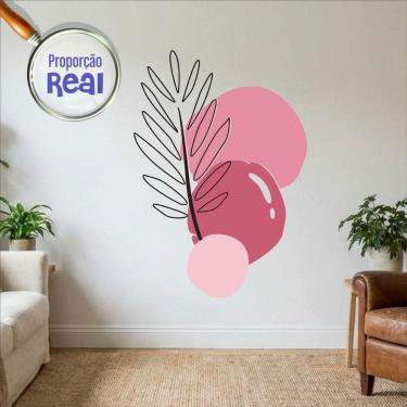 Imagem de Adesivo Floral Boho Rosa Estilo Nórdico 130x90 Minimalista Mod.02