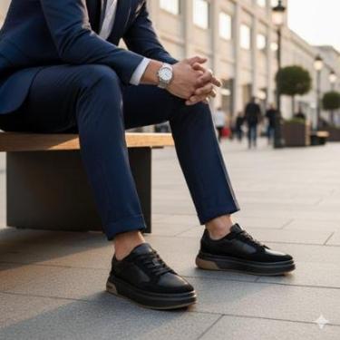 Imagem de Tênis Sneaker em Couro Premium Masculino Confortável Estilo Casual de Luxo-Masculino