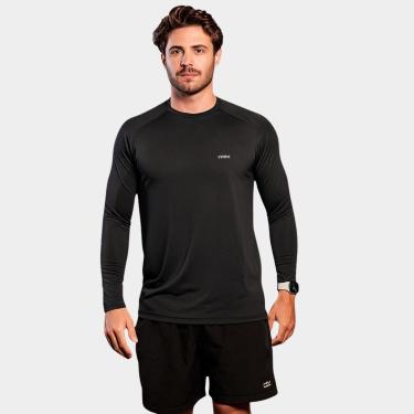 Imagem de Camisa Masculina Raglan Manga Longa Preta TR4 Proteção Uv Respirável Fitness Academia Esportiva-Masculino