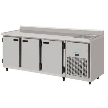Imagem de Balcão Refrigerado De Inox 2,00mts 3 Portas Com Pia Direito 135KBSP200DP Kofisa