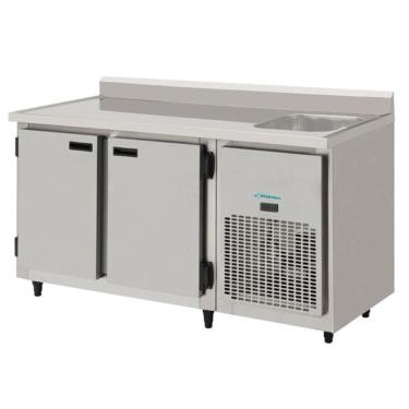 Imagem de Balcão Refrigerado De Inox 1,50mts 2 Portas Com Pia Direito 115KBSP150DP Kofisa