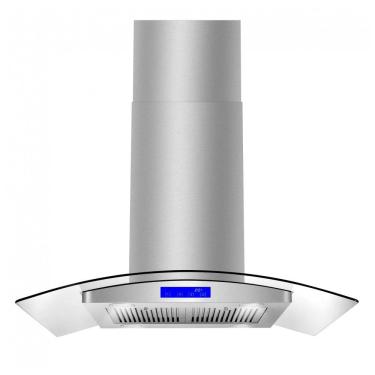 Imagem de Coifa de ilha 89cm COSMO inox escovado vidro curvo 646 m³/h comando touch filtros permanentes LED 110V