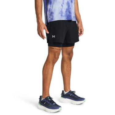 Imagem de Shorts de Corrida 2 em 1 Masculino Under Armour Launch 5, Preto, M