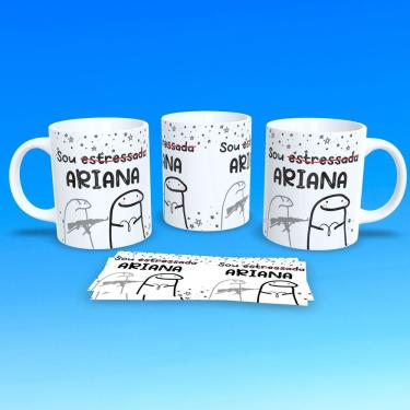 Imagem de Caneca de Porcelana Flork Signos Áries para Bebidas 325ML com Estampa Temática Branca Outras Marcas