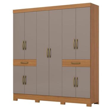 Imagem de Guarda Roupa Casal 10 Portas 02 Gavetas B384 Cinamomo Avelã - Henn - Briz