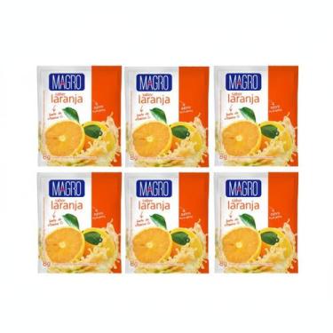 Imagem de Kit 6 refresco diet laranja zero açucar fonte de vitamina c 8g magro