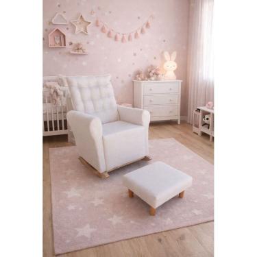 Imagem de Poltrona Amamentação Bianca Balanço Bege Claro Linho 