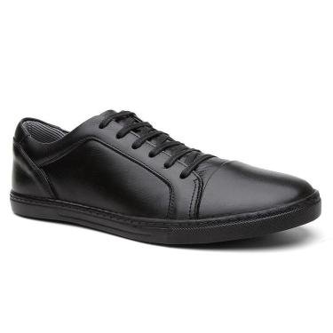 Imagem de Sapatênis Masculino Couro Cadarço Dia a Dia Conforto Macio-Masculino