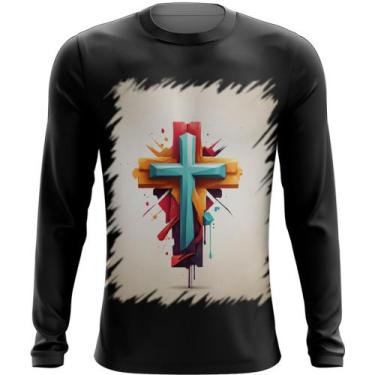 Imagem de Camiseta Manga Longa da Cruz de Jesus Igreja Fé 23 - Kasubeck Store®, 