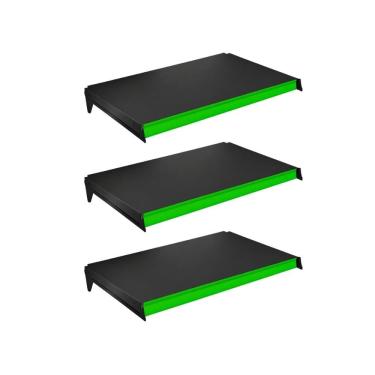 Imagem de Kit 3 Bandejas Prateleiras 40x73 P/gôndola New Plus Preta Porta Etiquetas Verde Claro -...