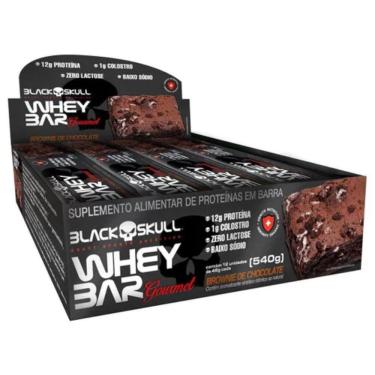 Imagem de Whey Bar Gourmet C/12 Barras 45g Black Skull Sabor Brownie
