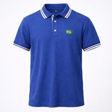 Imagem de Camisa Brasil Polo Piquet Azul Olden Sports - Masculino-Masculino