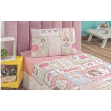 Imagem de Kit Jogo De Lençol Roupa De Cama Solteiro Infantil Menina 3p - Andrade