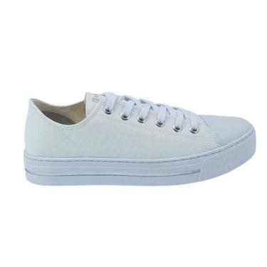 Imagem de Tenis Ramarim Feminino Casual Flat Cadarço Lona Lançamento, 38, Branco