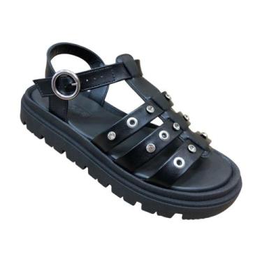 Imagem de Sandalia Moleca Papete Tiras Fivela Plataforma Flatform Leve Aranha Co