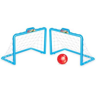Imagem de Mini Trave Gol Futebol Infantil 2 Traves 2 Redes 1 Bola - Apolo Brinqu