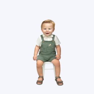Imagem de Macacão Jardineira Bebê Menino Paraiso 10218670, Verde militar, BM