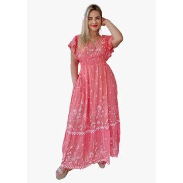 Imagem de Vestido Longo Indiano Manga Curta Lurex Luxo C/ Forro Cod 04 - Aleci F