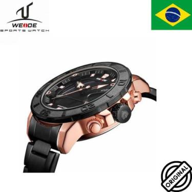 Imagem de Relógio Weide Masculino Preto Rose Analogico Digital Wh-8503