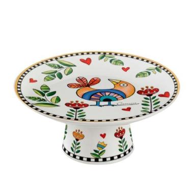 Imagem de Prato para Bolo com Pé em Porcelana Egan Italy Cocorico Amarelo 19,3cm