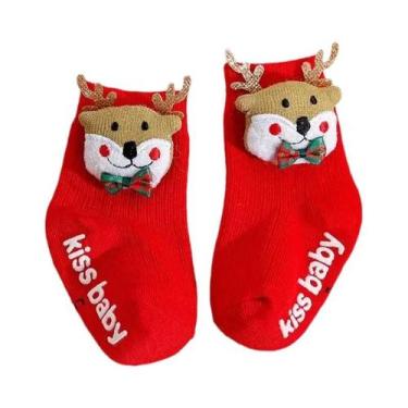 Imagem de Meias De Natal Vermelhas Para Bebês, Quentes E Tricotadas, Com Estampa