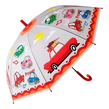 Imagem de Guarda Chuva Infantil Automático GXM Plástico Metal 66cm X 87cm Vermelho com Proteção Uv