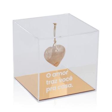 Imagem de Cubo Acrílico c/ Coração De Pedra Quartzo - Grasi Gasparetto Zavacki