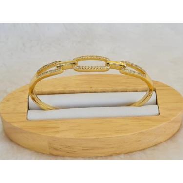 Imagem de Bracelete Feminino Banhado a ouro 18 k, cravejado com micro zircônias 