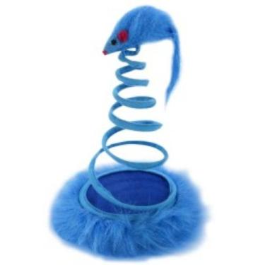 Imagem de Brinquedo Mola Interativa com Ratinho para Gatos Azul - The Pets Brasi