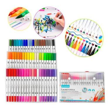 Imagem de Kit Canetinha Hidrográfica Colorida 60 Cores - Nilo-imports