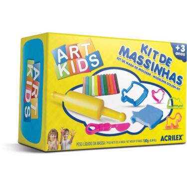 Imagem de Kit Massa de Modelar Art Kids 2 com 12 Cores 180g e Moldes para Atividades Criativas Acrilex