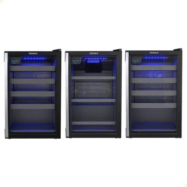 Imagem de Kit Cervejeira Venax Expvbl102 + Adega Piubella Cave + Expositora Champanheira 220V Preto Fosco 82L