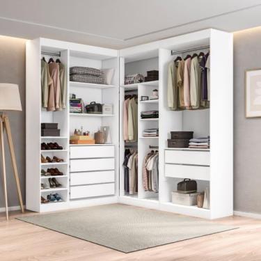 Imagem de Guarda-Roupas Closet Modulado Roupeiro de Canto L sem Portas 6 Gavetas