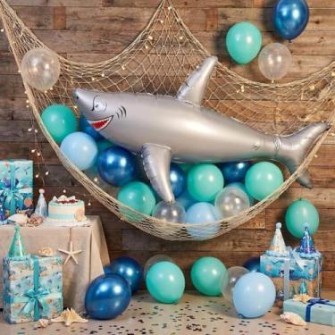 Imagem de Decoração de Festa Teyva Daily Tubarão Inflável 99x66x43 cm