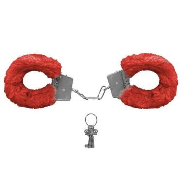 Imagem de Algema de Metal com Pelúcia para Casais - SI - no-brand, Vermelho