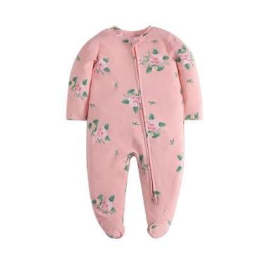 Imagem de Pijamas De Algodão Branco Unissex Para Bebês Recém-Nascidos Com Zíper 