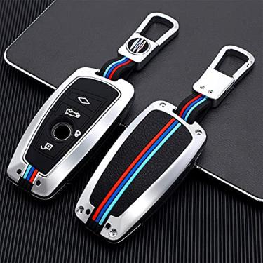 Imagem de YJADHU Car Styling Key Rings Cover Cover Stickers Proteger Case Cover Case Interior Auto Accessories, apto para BMW F10 F30 X3 X4 F25 F26, Silver 4 botões plu